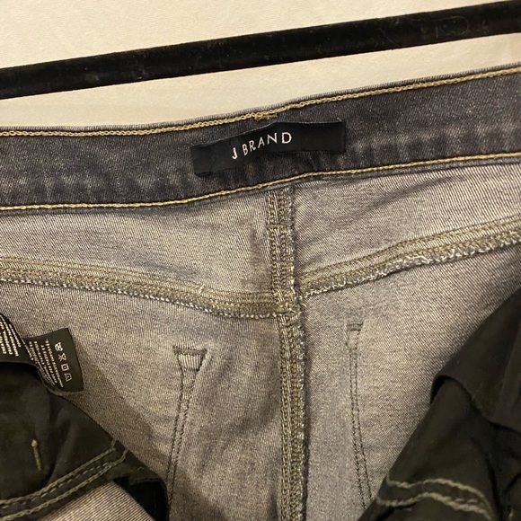J Brand Ruby high rise crop cigarette jeans assymetrical raw hem grey denim 27 - Picture 9 of 10